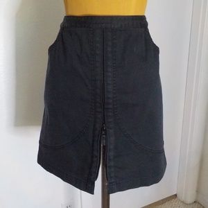 Black Center Zip Midi Straight Skirt